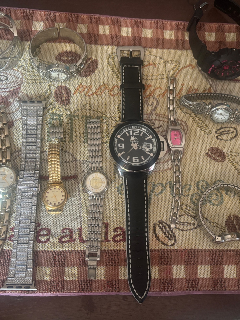 Black Leather Strap Men's Watch with Silver Case
